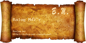 Balog Mór névjegykártya